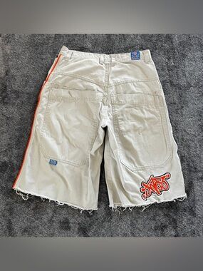 Vtg Jnco Jeans Mens 34 Khaki Scoop Shorts Logo Baggy Raw Hem Cut Off Rare 90s